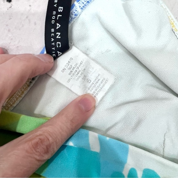 Vintage La Blanca by Rod Beattie Pastel Tropical Monstera Leaf Bikini Swimsuit - Picture 7 of 8